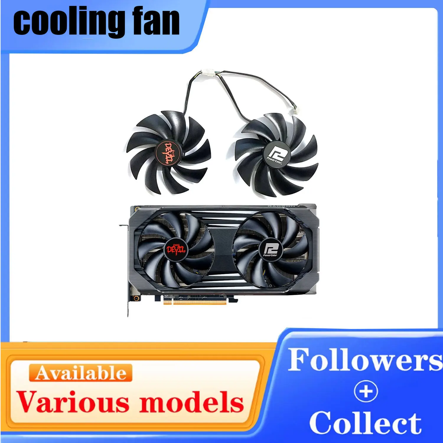 95MM 4PIN FD10015H12D DC 12V 0.55A RX6600XT GPU fan for Powercolor RX6600 XT 6650 XT graphics card replacement