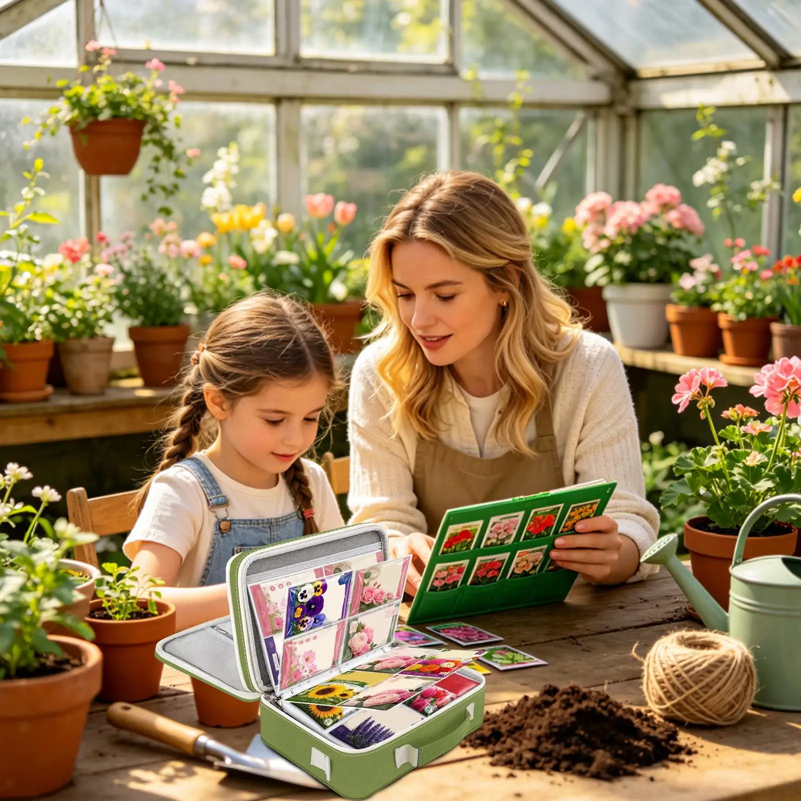 植物封筒バインダー-3リング-3リング-トップハンドル付き-30枚入り-ガーデン植物収納バッグ-ガーデナー、趣味家、高齢者向け-春用