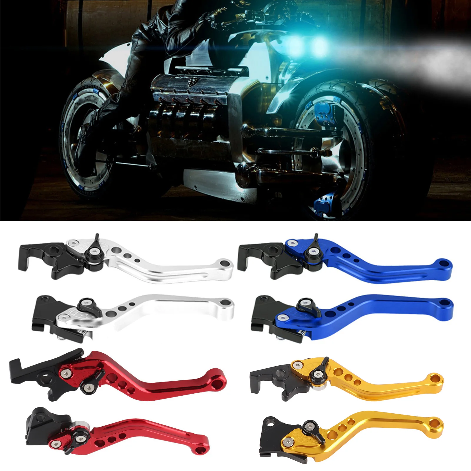 New 2Pcs Motorcycle Clutch Brake Handle Drum Lever Modified Horn Adjustable Hand Lever Motorcycle Accessories Aluminum Alloy