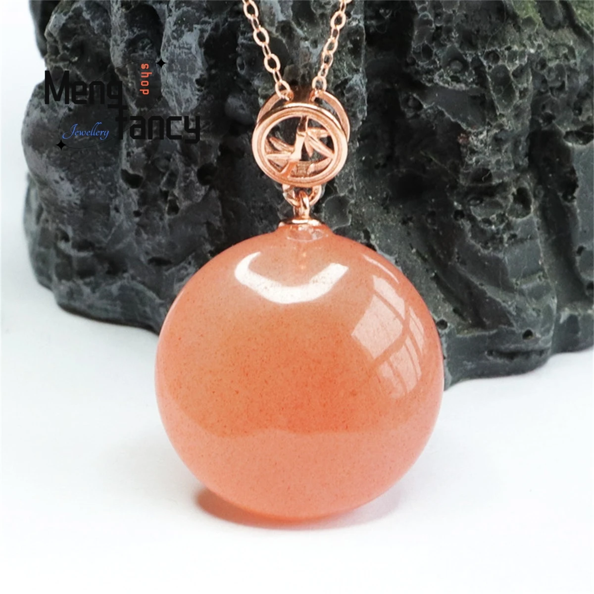 Natural S925 Silver Inlaid Yanyuan Agate Round Wushi Brand Necklace Simple Fashion Personality Luxury Charm Women Fine Jewelry