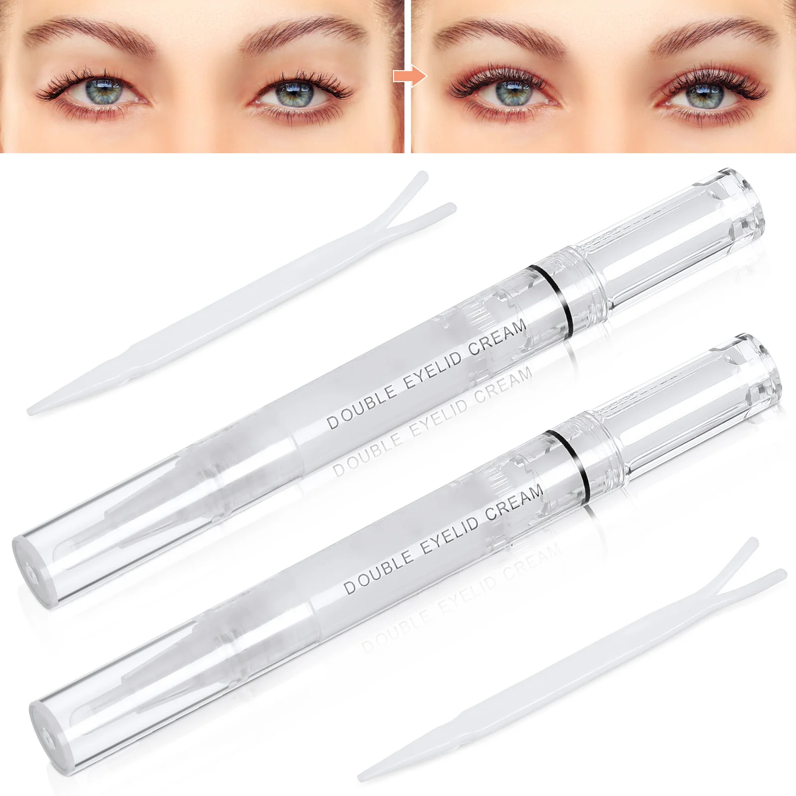 4-set dubbele ooglidvormende crème Onzichtbare waterdichte langdurige lijm voor grote ogen Make-up Pen Ooglidgereedschap Accessoires