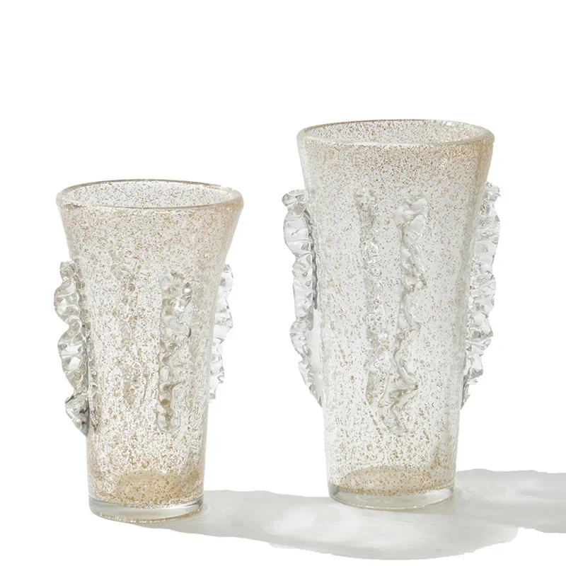 

Light luxury handmade heavy silk winding, straight glass vase, simple desktop living room model room bottle