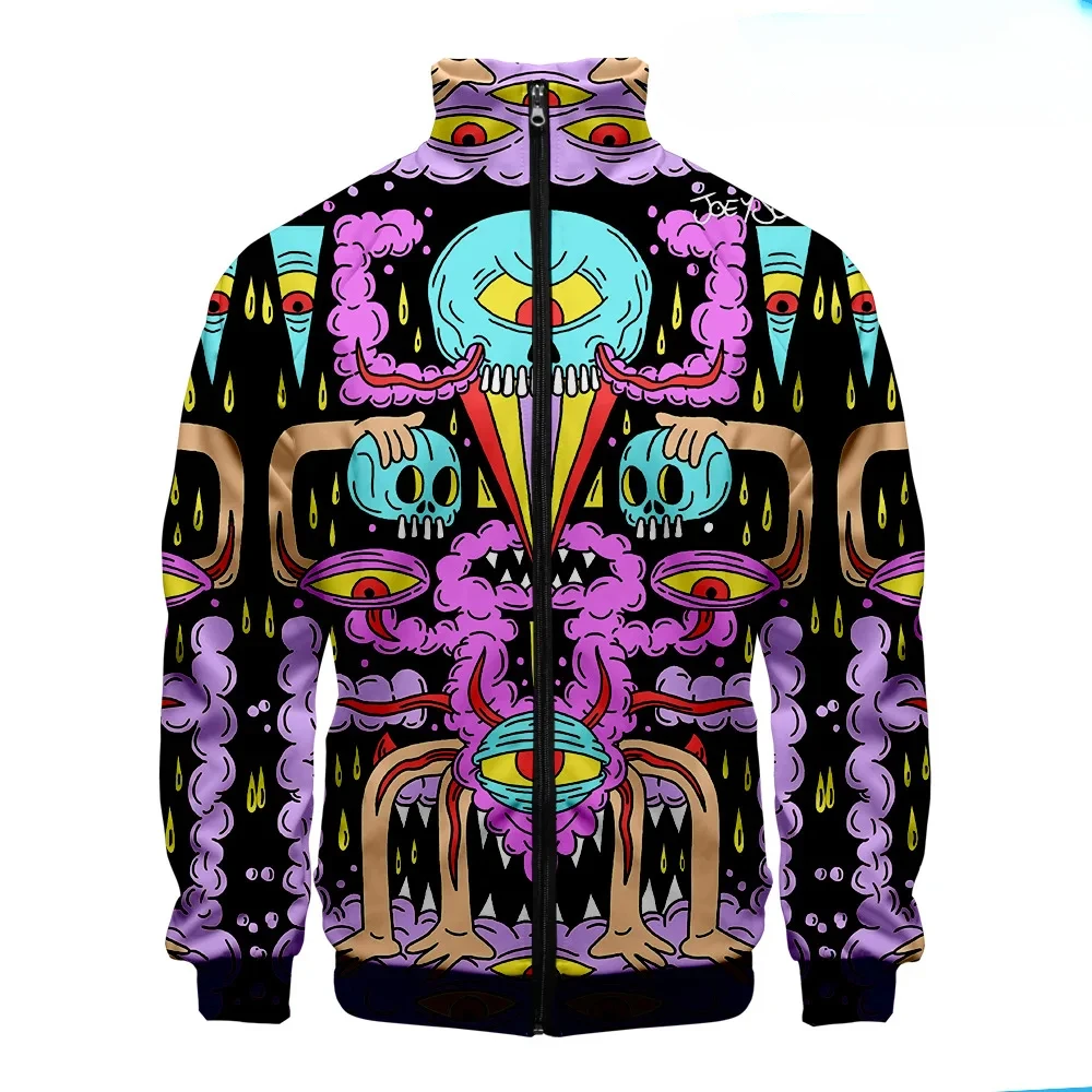 Graffiti 3D Print Men's Jackets Harajuku Cardigan Stand Collar Zipper Baseball Jacket Outerwear Casual Sportswear