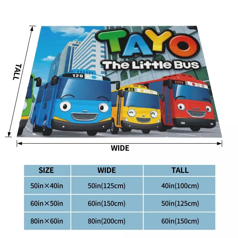 Tayo The Little Bus Blanket anime cartoon cute for kids Fleece Throw Blankets Bedding Couch Personalised Soft Warm Bedspread