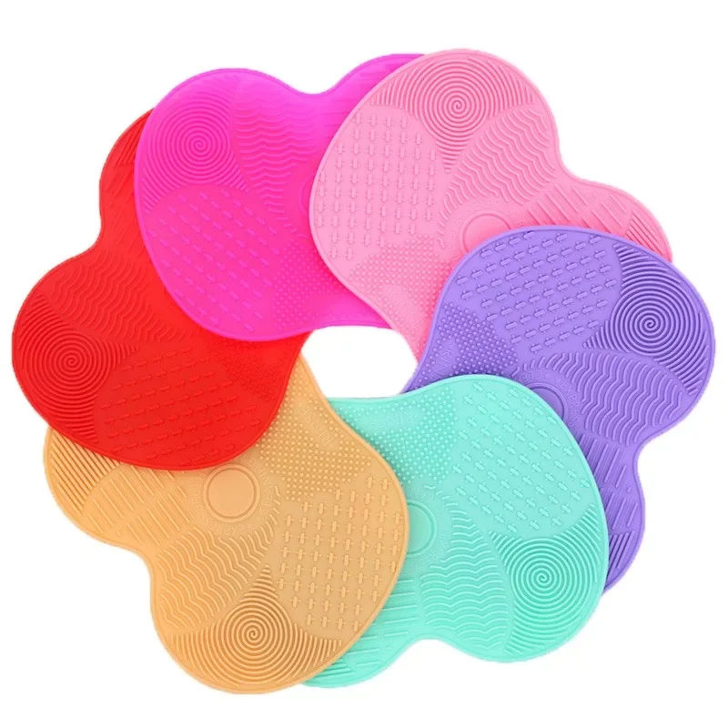 Colorful Brush Cleaner Scrubbe Board Cosmetic Makeup Brush Washing Silicone Gel Cleaning Mat Foundation Makeup Brush Cleaner Pad