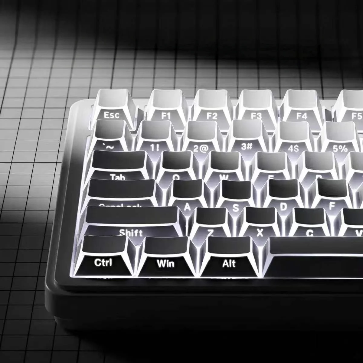 97 Keys Shadow Fold Dye Sub PBT Keycap Cherry Profile Side Printed Shine Through Keycaps for MX Switches Gaming Keyboard
