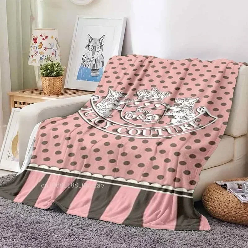 Juicy Couture Fashion Brand Blanket Flannel Bed Throw Soft Printed Bedspread Sofa Girls Blanket hello kitty blanket  grinch