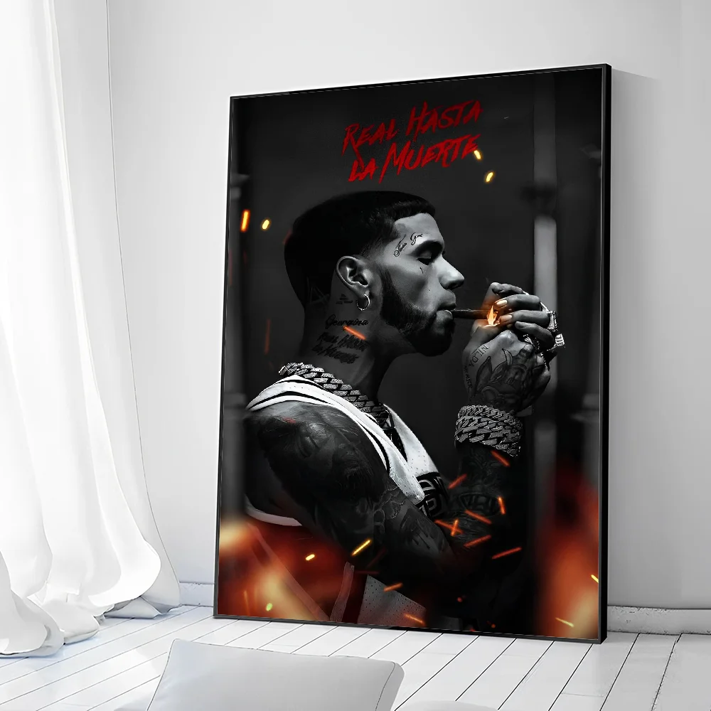 Hip Hop Rapper Anuel AA Poster Good Quality Prints and Posters Waterproof Paper Sticker Coffee House Bar Posters Wall Stickers