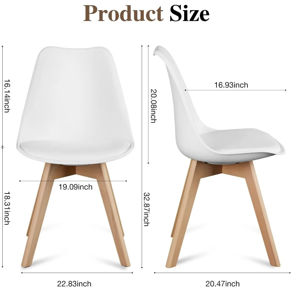 Juego de 4 sillas de comedor modernas de mediados de siglo, cojín de cuero PU para sala de estar, dormitorio, Salón al aire libre