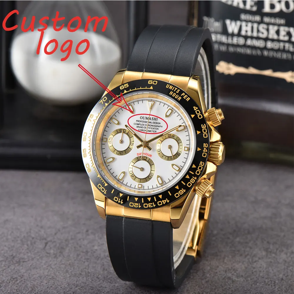 

39mm VK63 Automatic Watch for Men 316L Stainless Steel Sapphire Glass 10bar Waterproof Watch Green luminous dial Rose gold gold