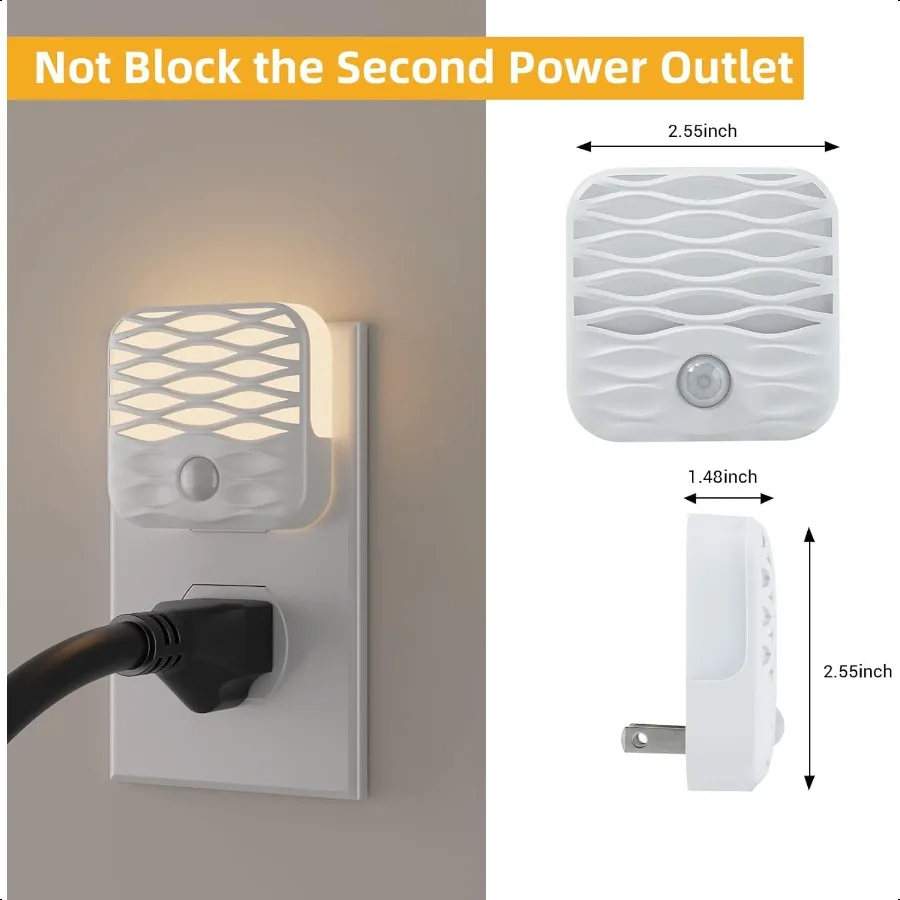3 Pack Night Lights Plug into WallMotion Sensor Night Light Indoor with 3000K 10LM LED Decorative Night Light for Stairs Hallwa