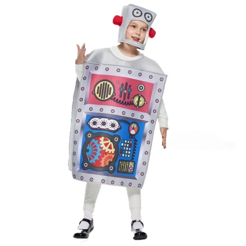 Disfraz de Robot para niños y niñas, traje divertido de espuma de esponja Unisex para Halloween, carnaval, fiesta, escuela, puesta en escena, mono
