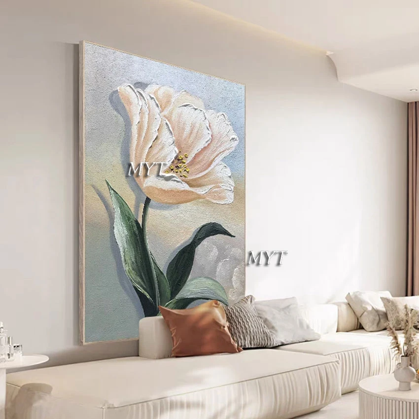 Aesthetic Room Decoration Art Murals  Big Size Wall Decor Tulip Flower Canvas Poster Unframed Artwork Luxury Artwork Showpieces