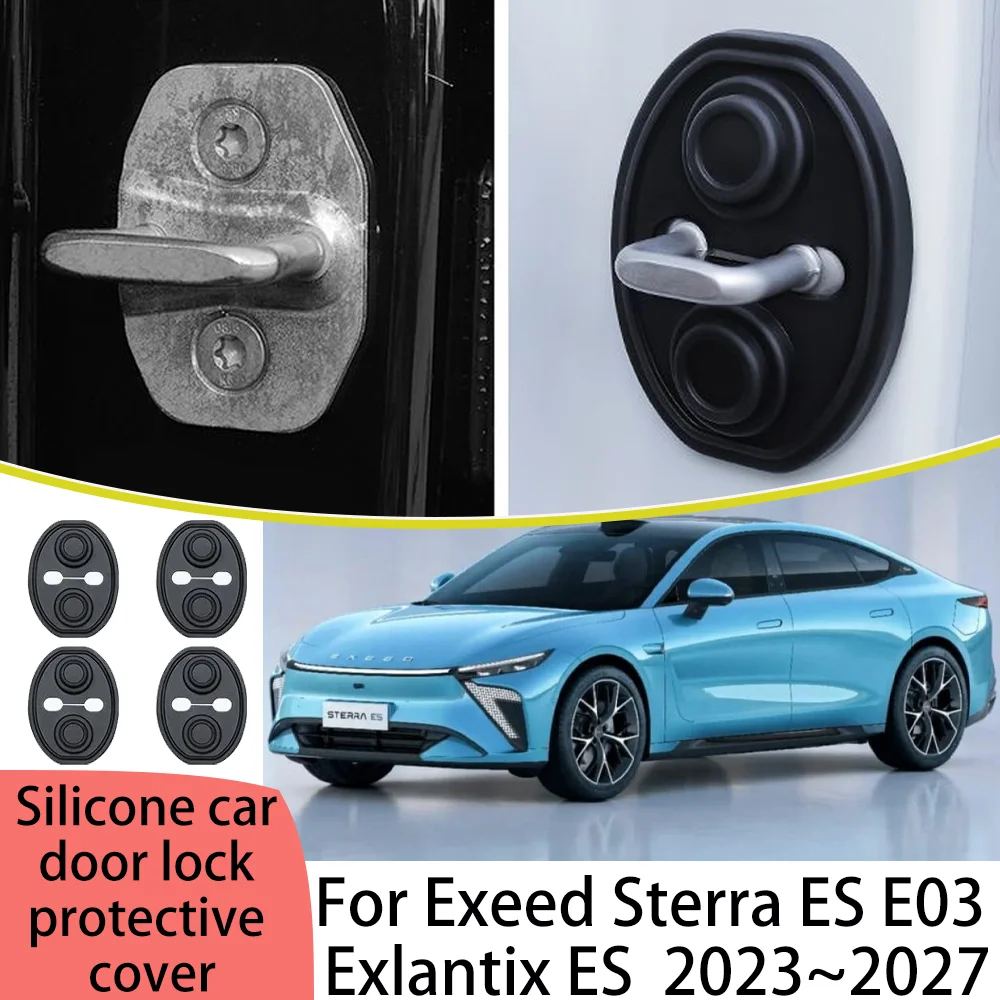 

Для Exeed Sterra ES Exlantix ES 2023 ~ 2027 2024 2025 2026 автомобильный дверной силиконовый замок защитный чехол буфер амортизирующие аксессуары