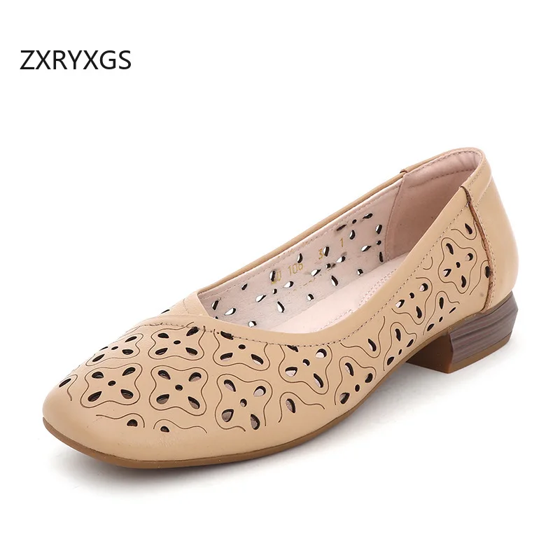 zxryxgs-2026-spring-summer-genuine-leather-hole-hole-shoes-fashion-sandals-low-heels-breathable-comfortable-shoes-woman-big-size