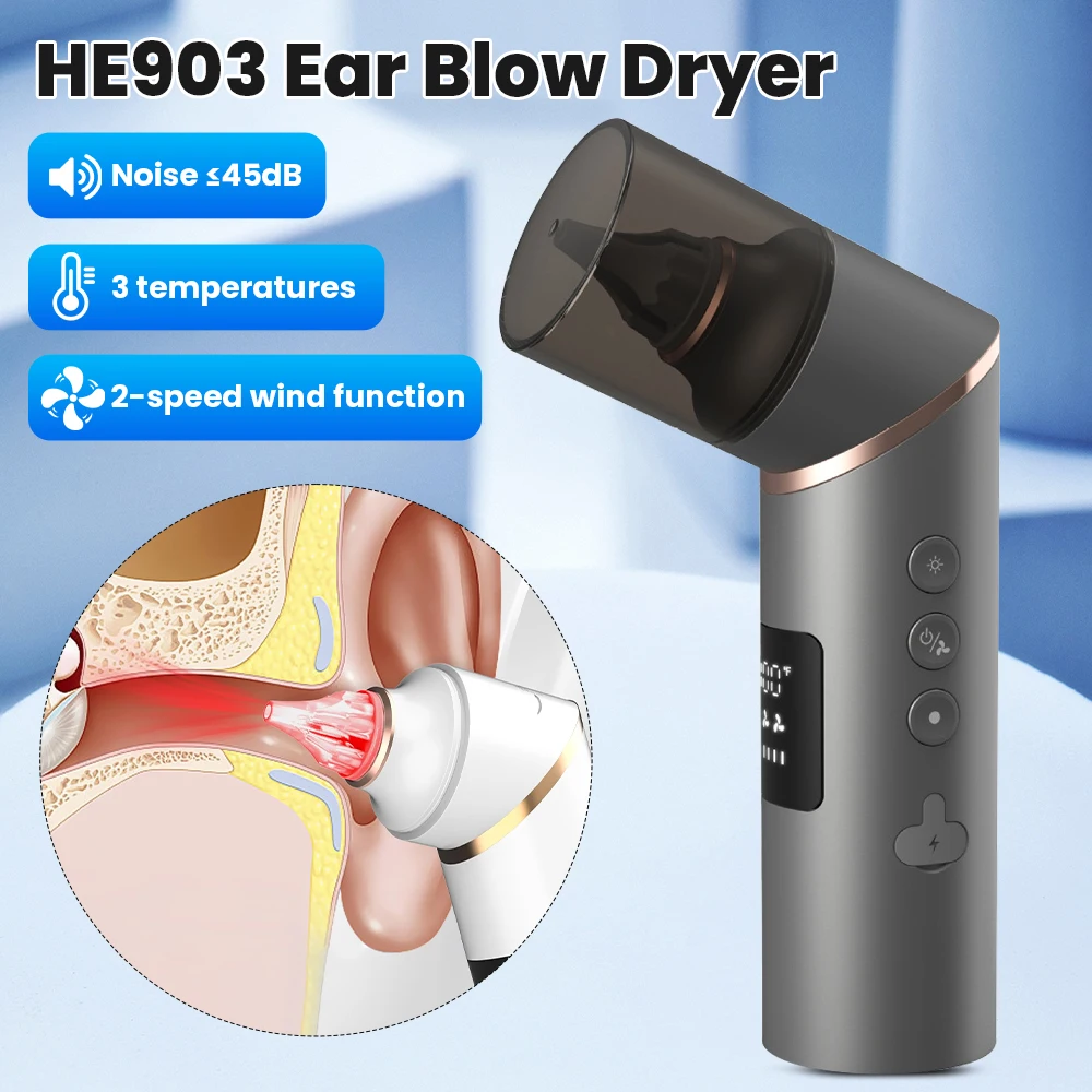 

Rechargeable Electronic Ear Dryer Low Noise Warm Air Dryer for Dry Ears Water Sports Surfing Hearing Aid-for Ear Dryness Relief