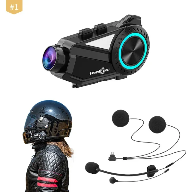 خوذة دراجة نارية FreedCon R3 PRO 4-6 Riders 1000M 5.1 لاسلكية IP65 مقاومة للماء والغبار مزودة بتقنية البلوتوث