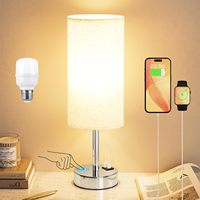Bedside Touch Table Lamps for Bedroom Led Desk Lamp with USB-C USB-A Charging Ports 3 Way Dimmable Control Reading Lamp for Home