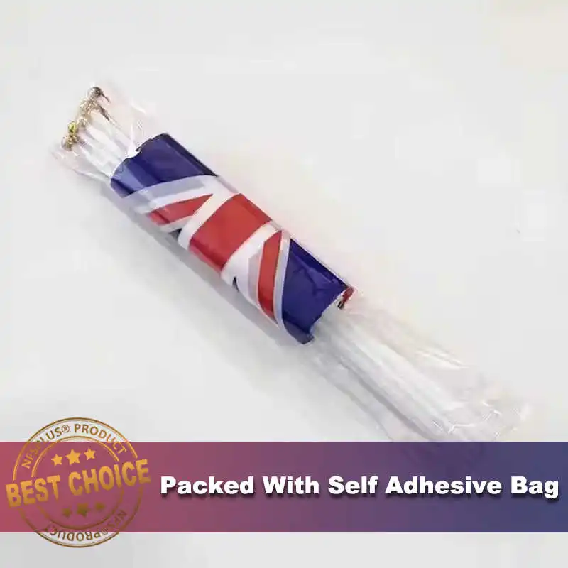 10PCS Stick UK Flag United Kingdom GB Great Britain 14x21cm Mini Handheld Union Jack Small National British Flags With Flagpoles