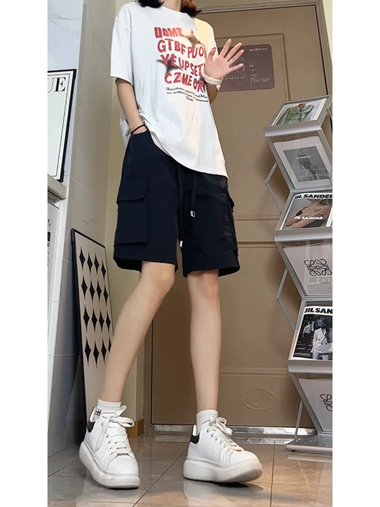 American Sle Funcional Four-Parts Orts Masculino Verão Fino Qui-Drng Ice Silk Workwear Calças Esportes ao ar livre Soltas Five-P...