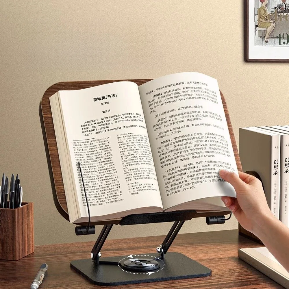 

360 Degree Rotating Reading Book Stand Student Desk Book Holder Shelf Organizer Home Storage Solution Bookend