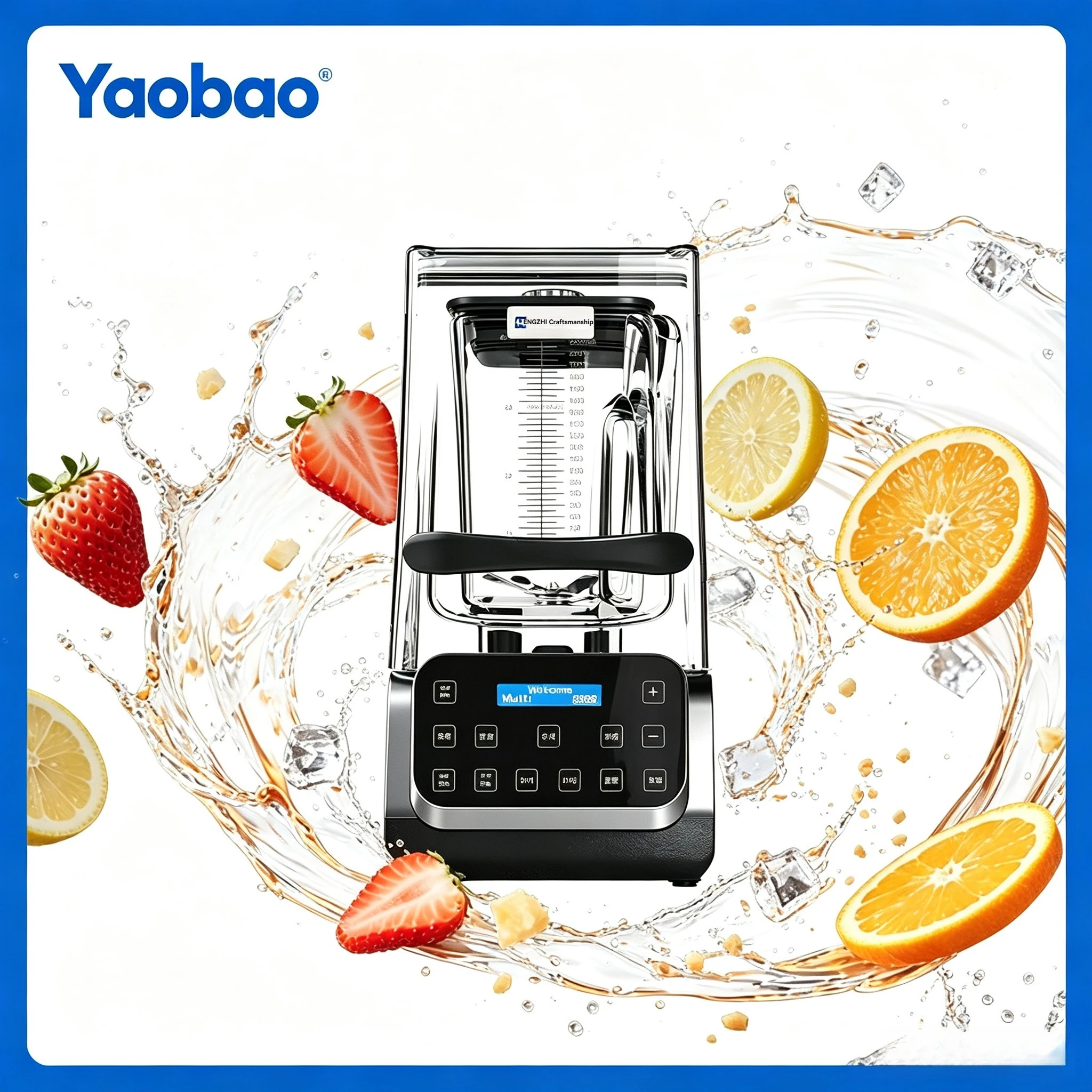 Low Noise Commercial Ice Blender With Sound Cover Professional Bubble Tea Machine For Slush, Tea Extraction And Ice Shaving