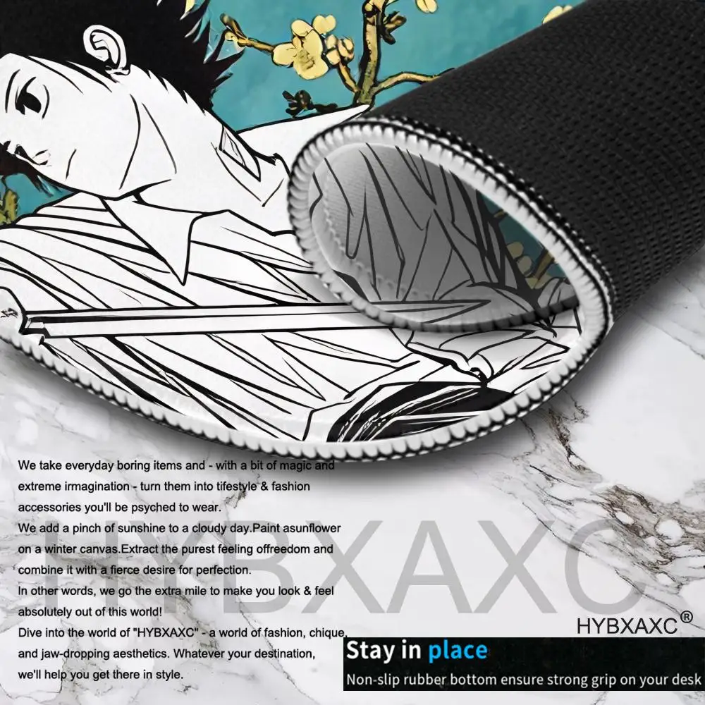 HYBXAXC Anime Samurai Boy Mouse Pad Japanese Style Large Gaming Desk Mat Non-Slip Rubber Base