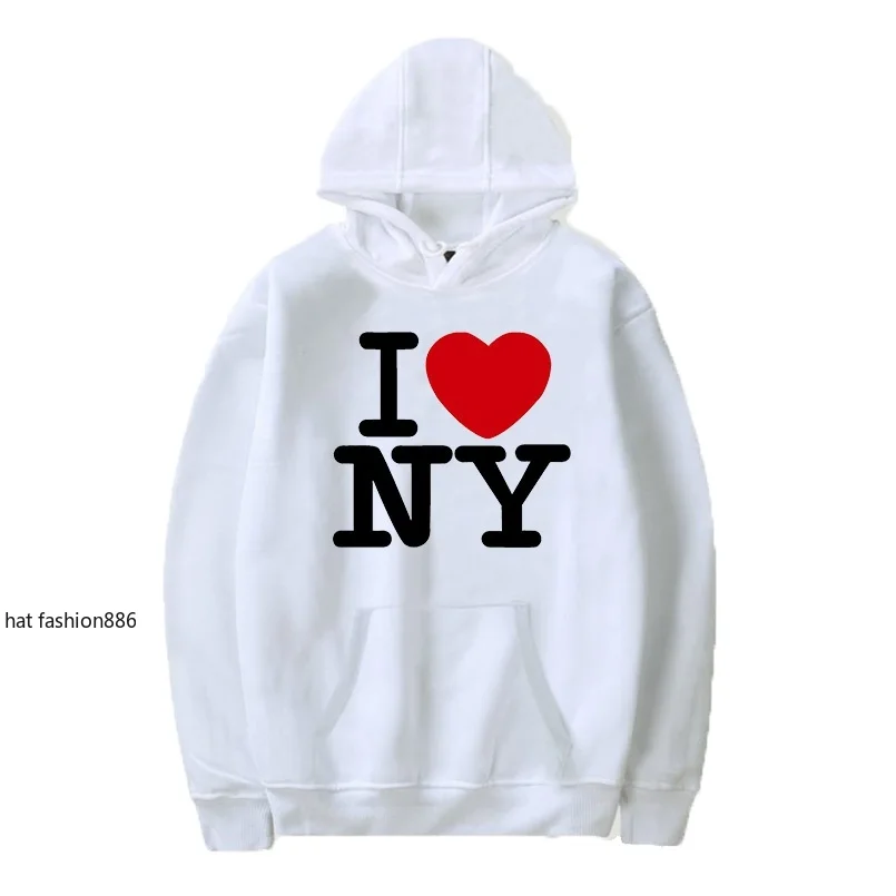 8 Colors I Love NY Pritned Hoodies Men Women Fashion Casual Hooded Pullover Sweatshirts