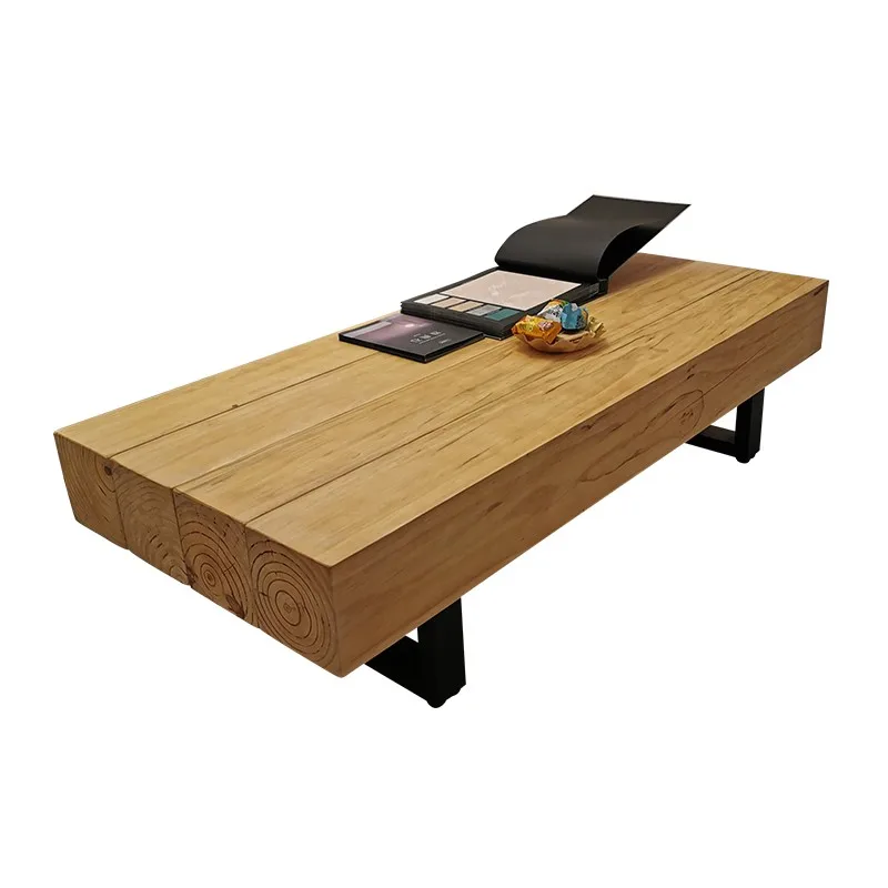 

Nordic log coffee table TV cabinet retro hotel home living room creative old wood tatami