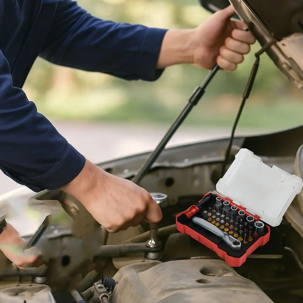 

38 Pieces Magnetic Screwdriver Ratchet Set Wear-resistant Industrial Grade Ratcheting Wrench Tool Multi-Purpose Anti-slip