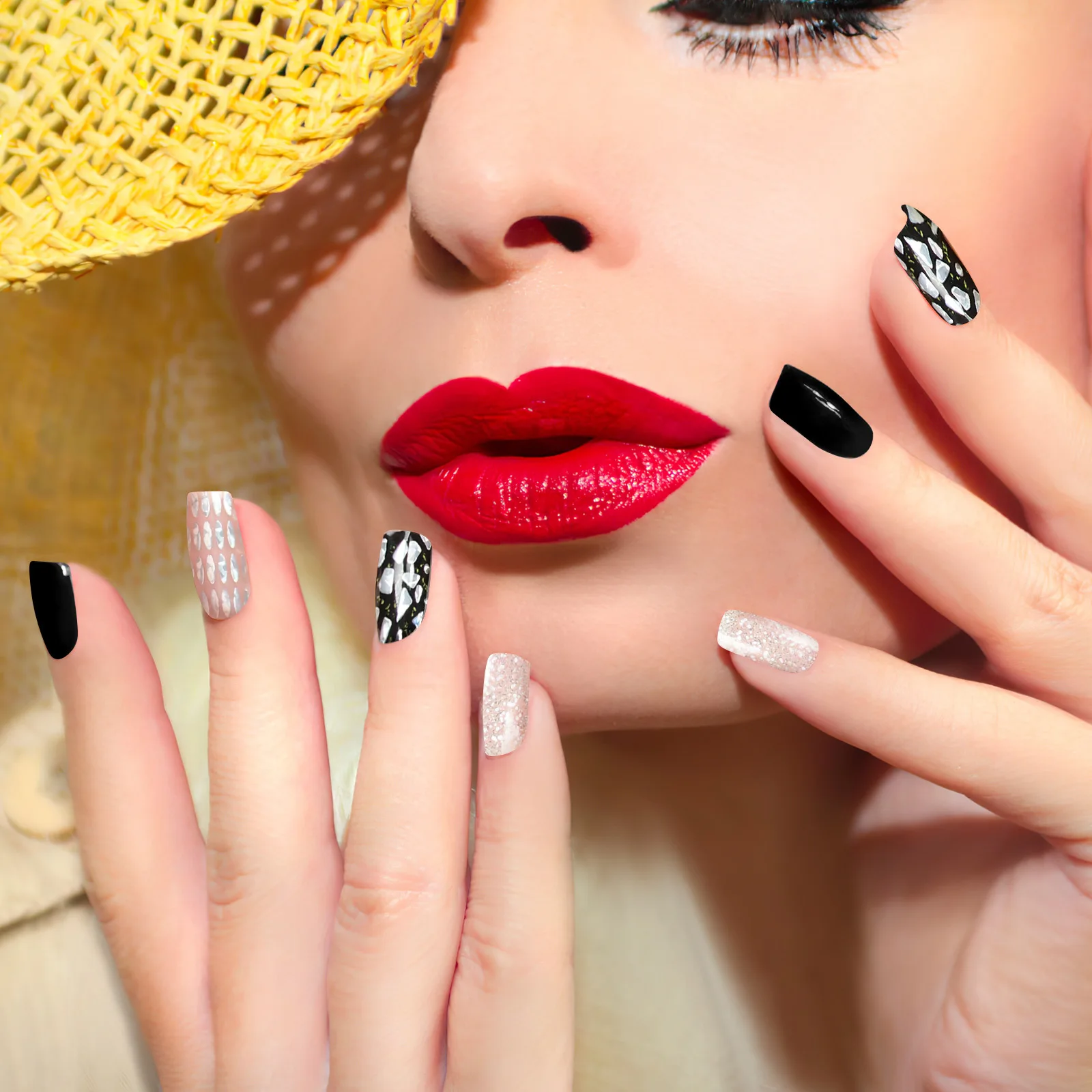 

Nail Manicure DIY Stickers Semi Gel Strips for Art Decals Press on Polish Wraps