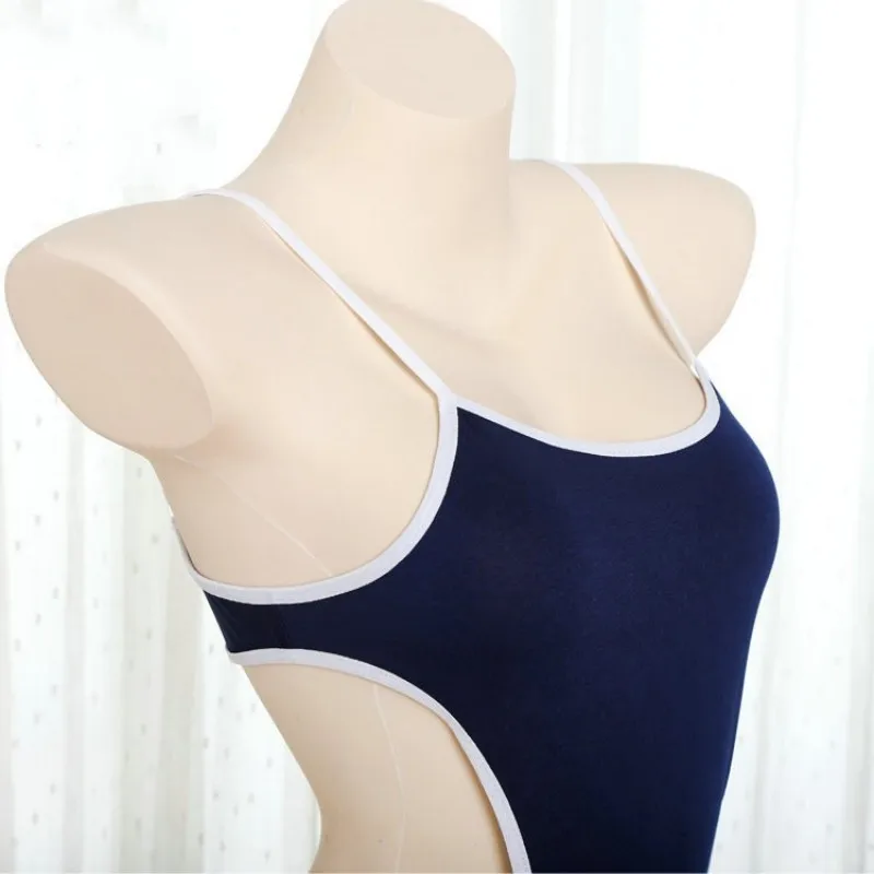 Japanese Anime School Student Blue Strap Leotard Bodysuit Swimsuit Costume One-piece Swimwear Uniform Lingerie Cosplay