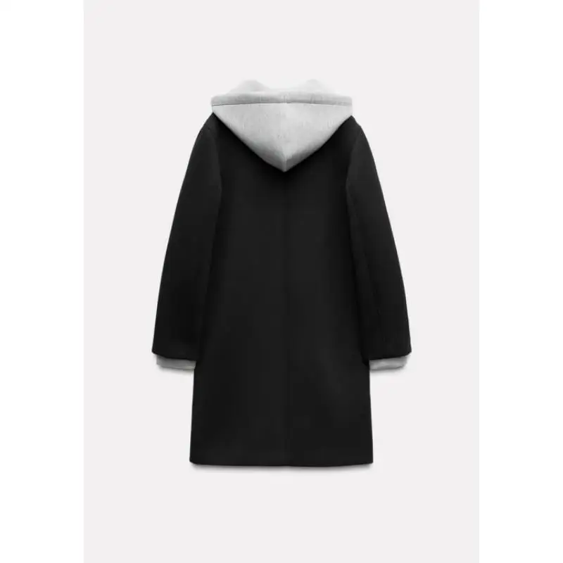 

Bla Detachable Hooded Spliced Long Sve Coat Women's Autumn Winter New Arrival Faion Commute Sle Woolen Outerwear