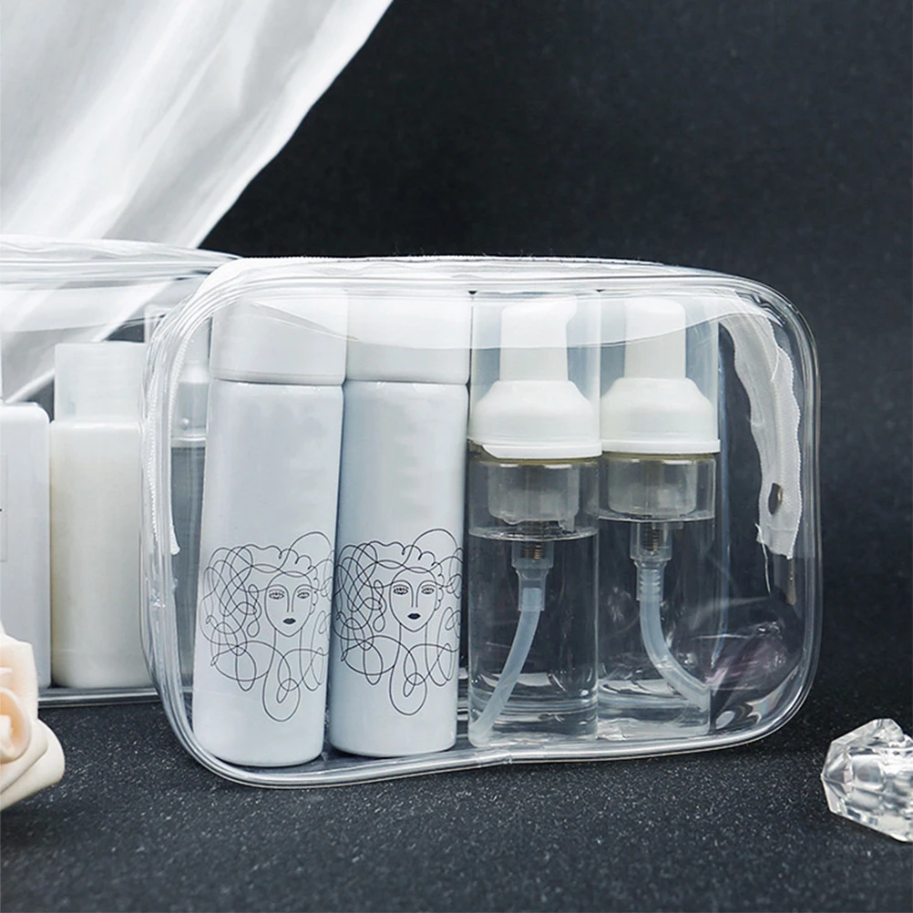 

2Pcs Large Capacity Pvc Makeup Bag Transparent Cosmetic Organizer Case For Teen Girls Storage Container