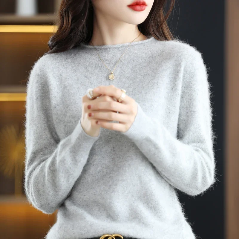 WinvyNee Womans Clothing Mink Cashmere Sweater Casual O Neck Jumper Soft Vintage Warm Pullover Outerwears Autumn Winter A1248008