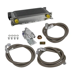 Radiatore olio trasmissione motore universale AN10 a 16 file Tipo britannico + kit di riposizionamento adattatore filtro Argento/Nero