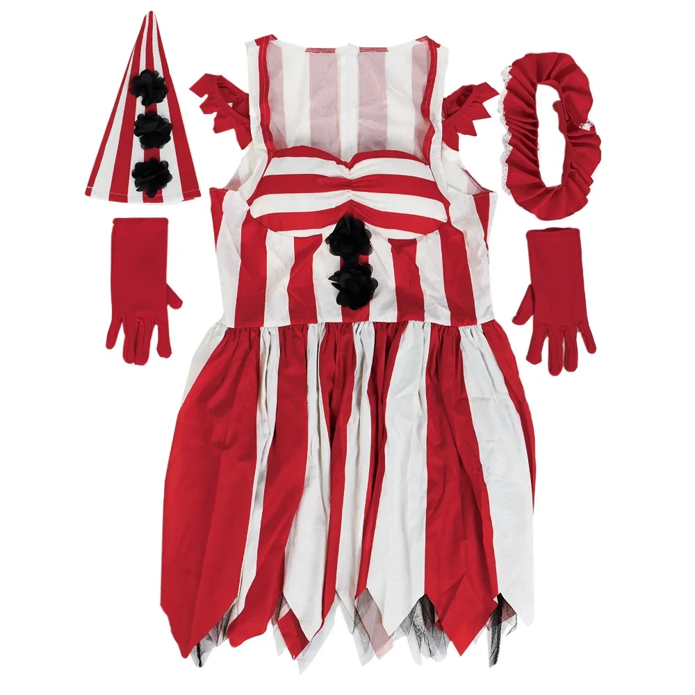 Costumi da clown Abito per donna Cosplay Festa di carnevale per donna adulta Abiti spaventosi Abiti Abbigliamento da clown di Halloween