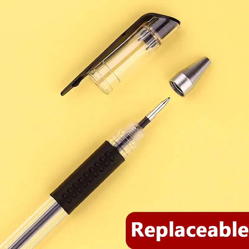 2PCS Neutral Pen+10PCS Refills Set Black Blue Red Ink Color 0.5mm Ballpoint Pen Students School Office Stationery