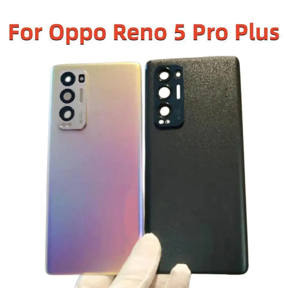 Original For Oppo Reno 5 Pro Plus Rear Battery Back Cover Housing Door with Camera Glass Lens Mobile Phone Shell Repair