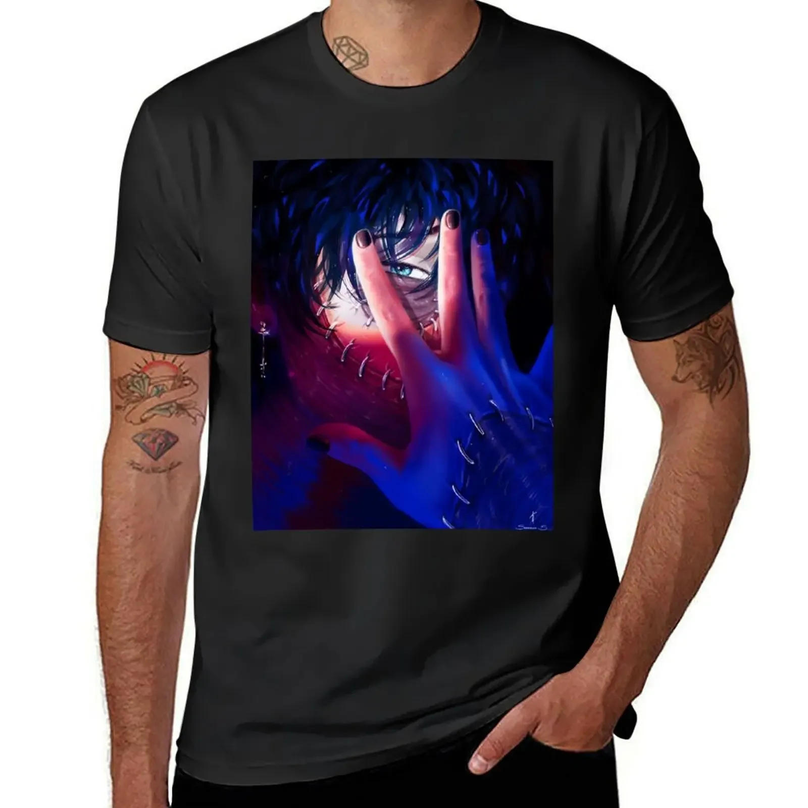 

Eyes of heaven T-Shirt custom t shirt blue archive oversized graphic tee quick drying mens designer t shirt