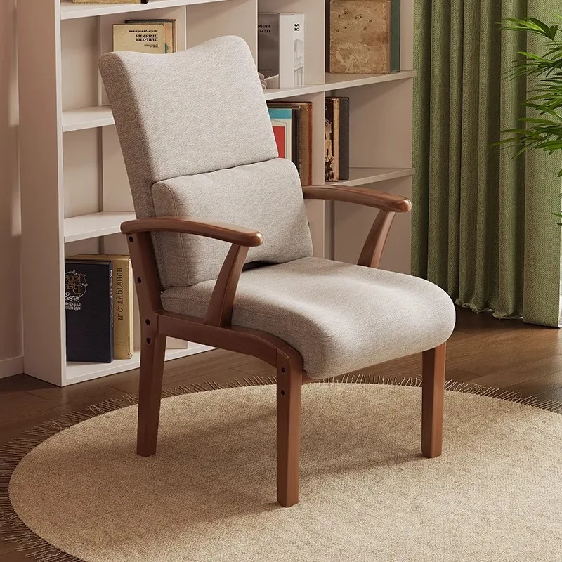 Solid wood dining chair sedentary and comfortable with armrests chess and card mahjong room study waist protection household