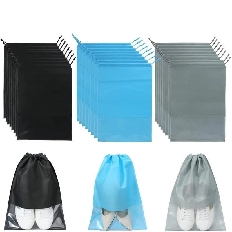 Non-Woven Drawstring Shoe Storage Bag,Dustproof Travel Shoe Bags with Rope for Sports Shoes Pouch Organizers with Visible Window