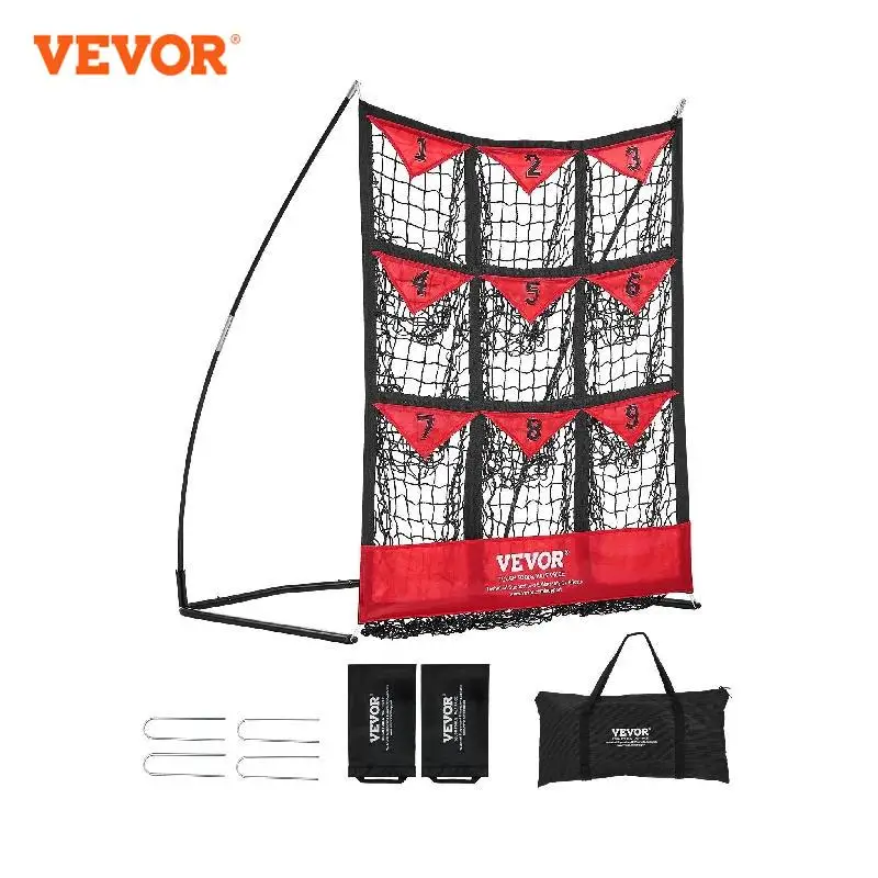 

VEVOR 9 Hole Baseball Net Softball Baseball Training Equipment for Hitting Pitching Practice with Carry Bag for Youth and Adult