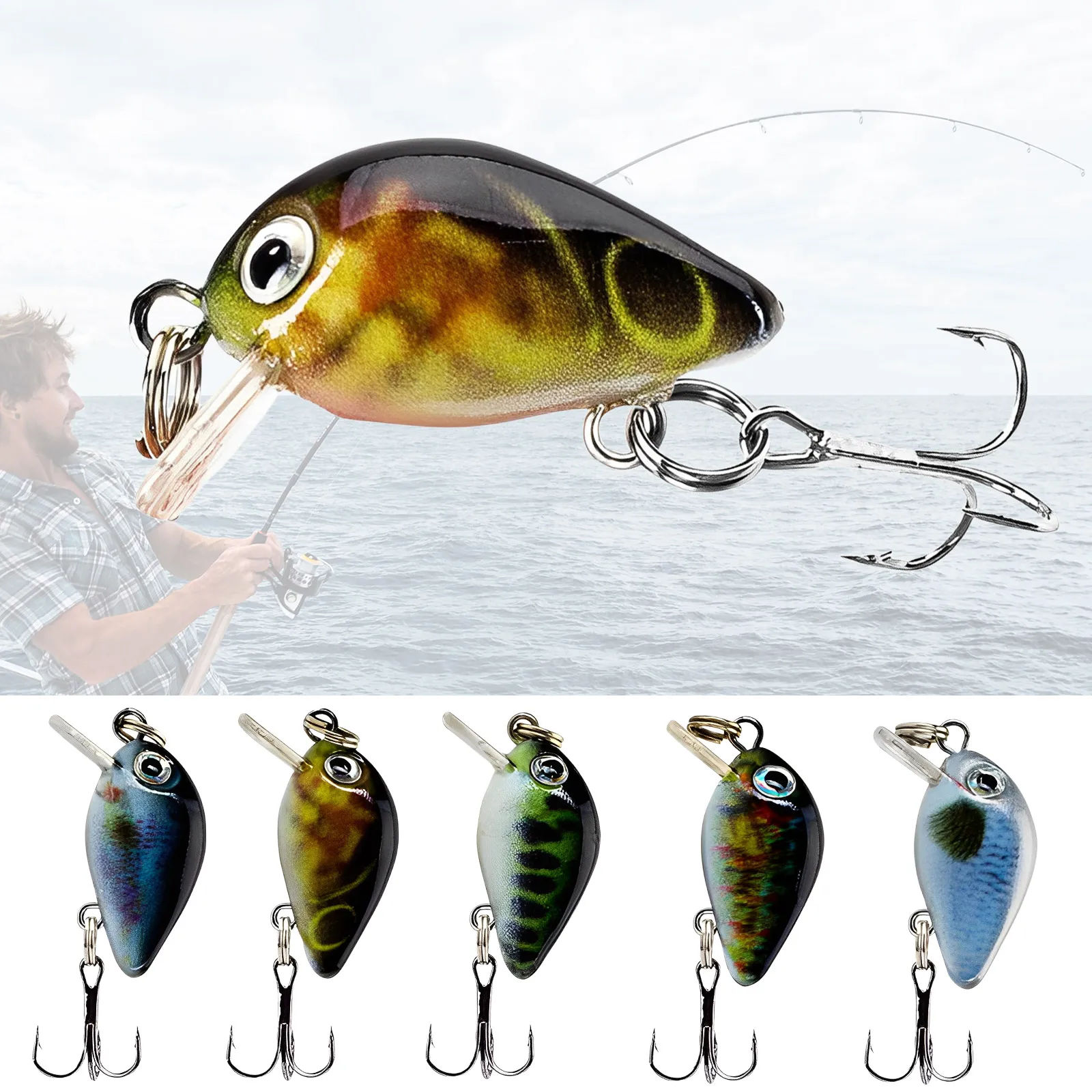 

5Pcs 1.8g 3cm Bass Fishing Lures Kit Topwater Crankbaits Wobblers Swimbaits for Freshwater/Saltwater Light Fishing Tackle