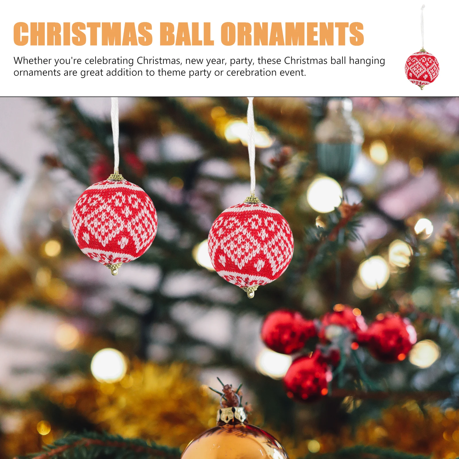 

12pcs Red Small Knitted Balls Christmas Tree naments Hanging Decorations Polyester Cloth Material Soft Comfortable Unique