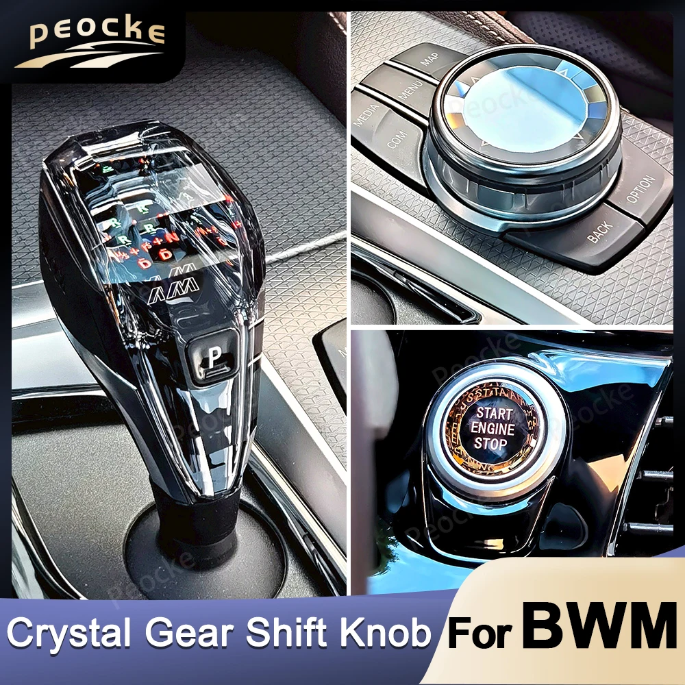 ​​​​Crystal Gear Shift Rod Handle for BMW X3 G01 X4 G02 G31 5 Series G30 Gearbox Knob Kit G12 G38 G32 iX3 G08 Car Interior Parts