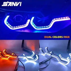 SANVI 4pcs RGB Dual Colors LED Angel Eyes for BMW 3Series F30 F31 F35 2016-2019 Model M3 M4 Style Daytime Running Lights Parts