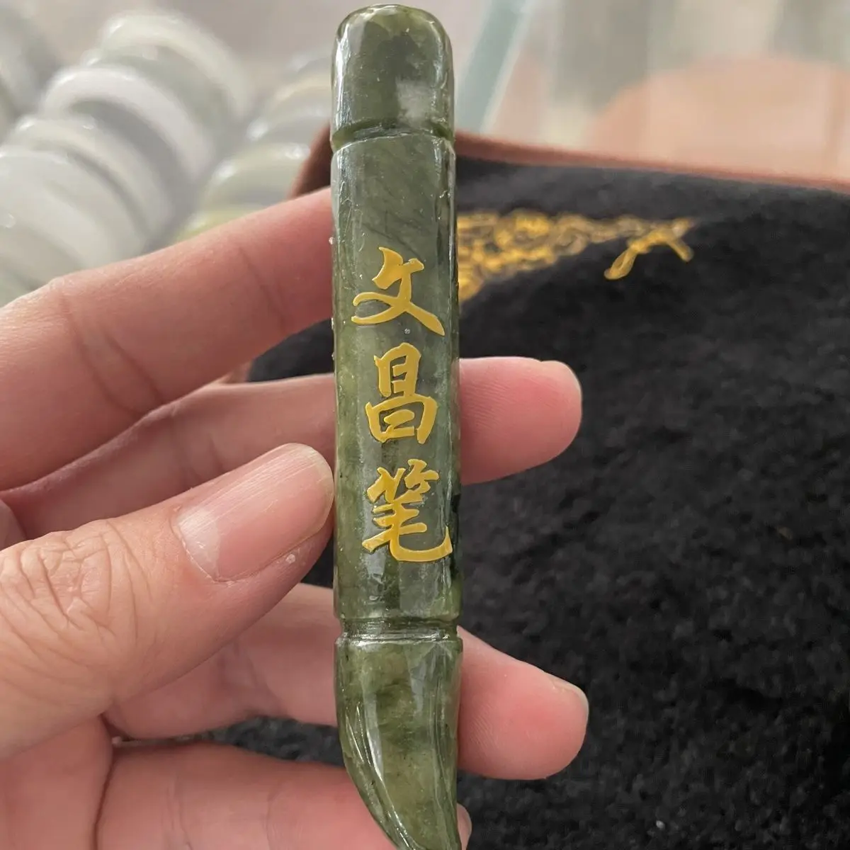 95mm natural crystal Xiuyan jade Wenchang pen for home decoration
