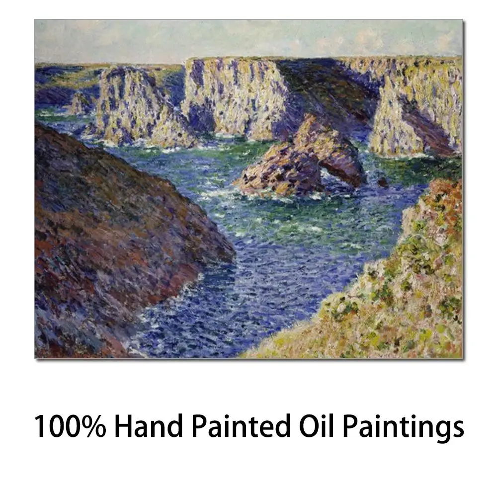 

Gift Impressionist Art Landscape The Rocks of Belle-Ile Claude Monet Canvas Painting Hand Painted High Quality Living Room Decor