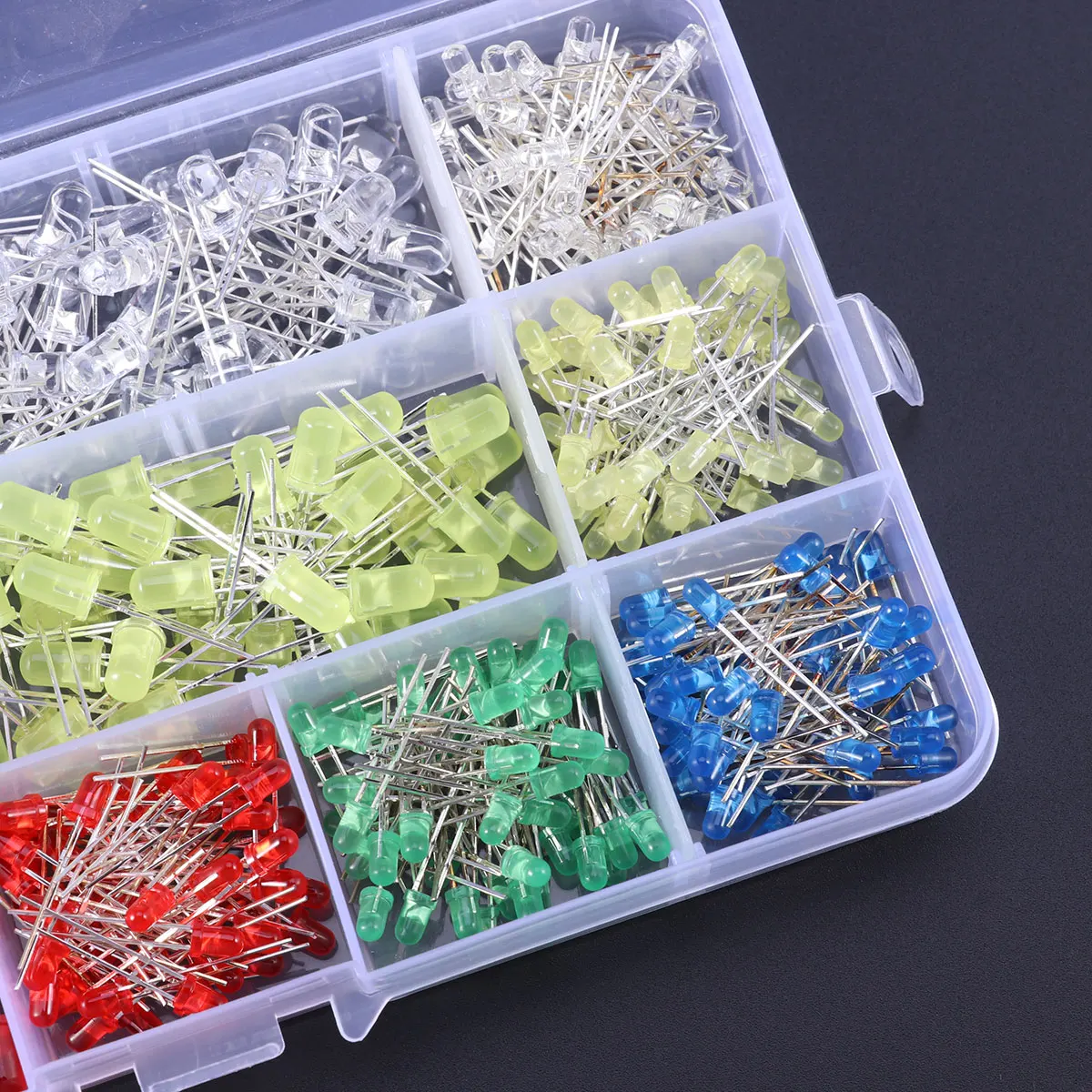 

500 pcs LED Assorted Diffused Resistors Boxed Emitting Diodes Light LEDs Bulbs Tubes Electronic Experiments